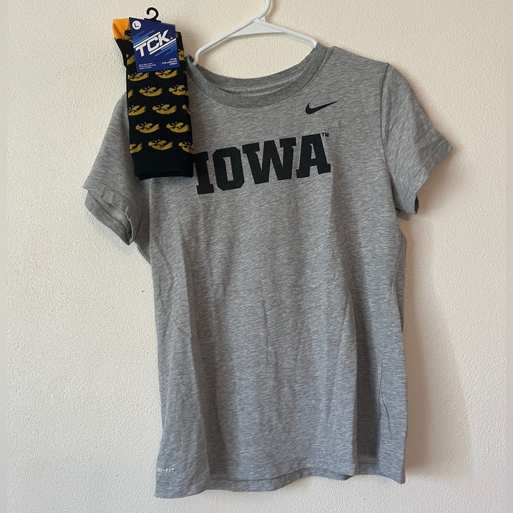 Nike Iowa T-Shirt and Fun Iowa Socks